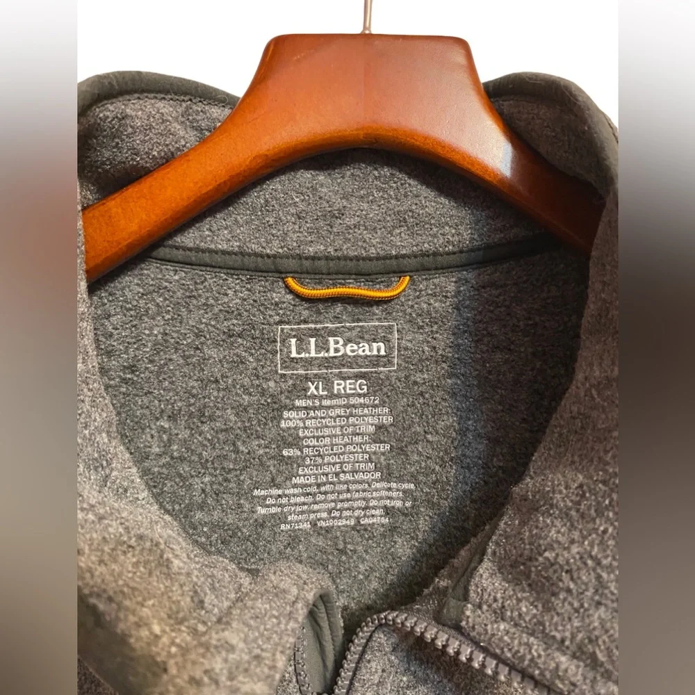LL BEAN Vest Mens XL Mountain Classic Fleece Full Zip Mock Neck Gray